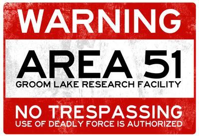 Area 51 - Warning Restricted Area No Trespass AMERICAN WIT 8" x 12" Metal Sign